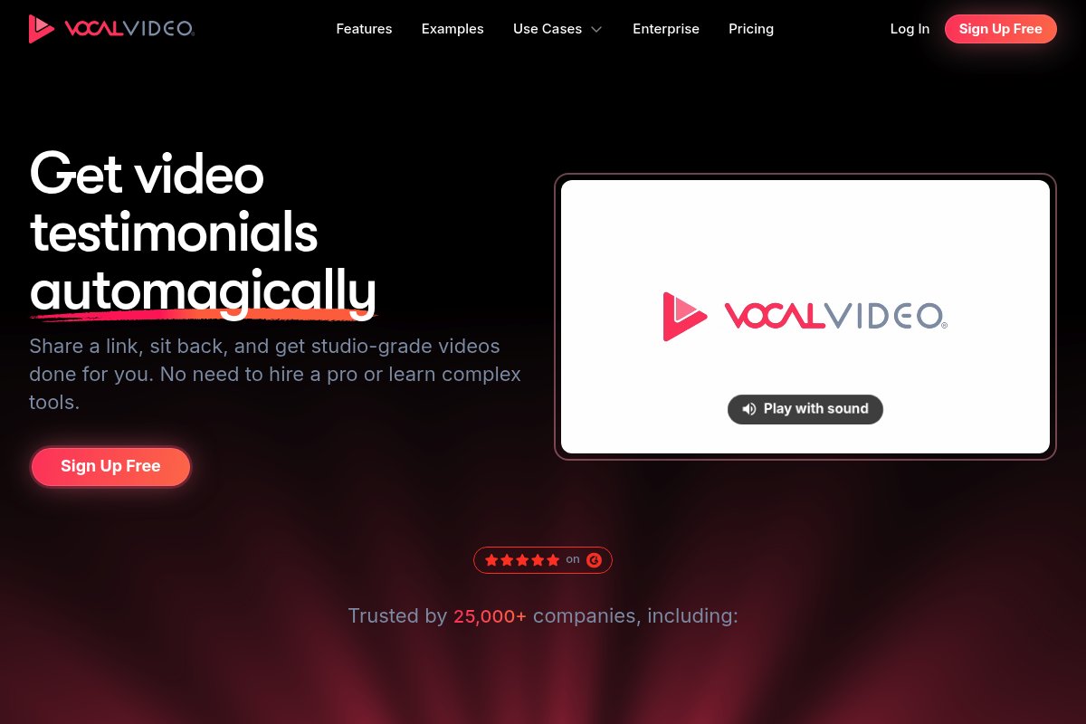 Vocal Video homepage - auto-edited video testimonials