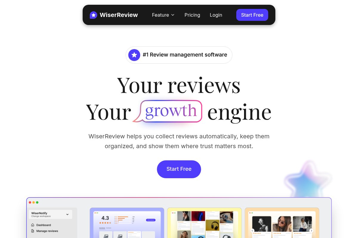 WiserReview homepage - e-commerce review management tool